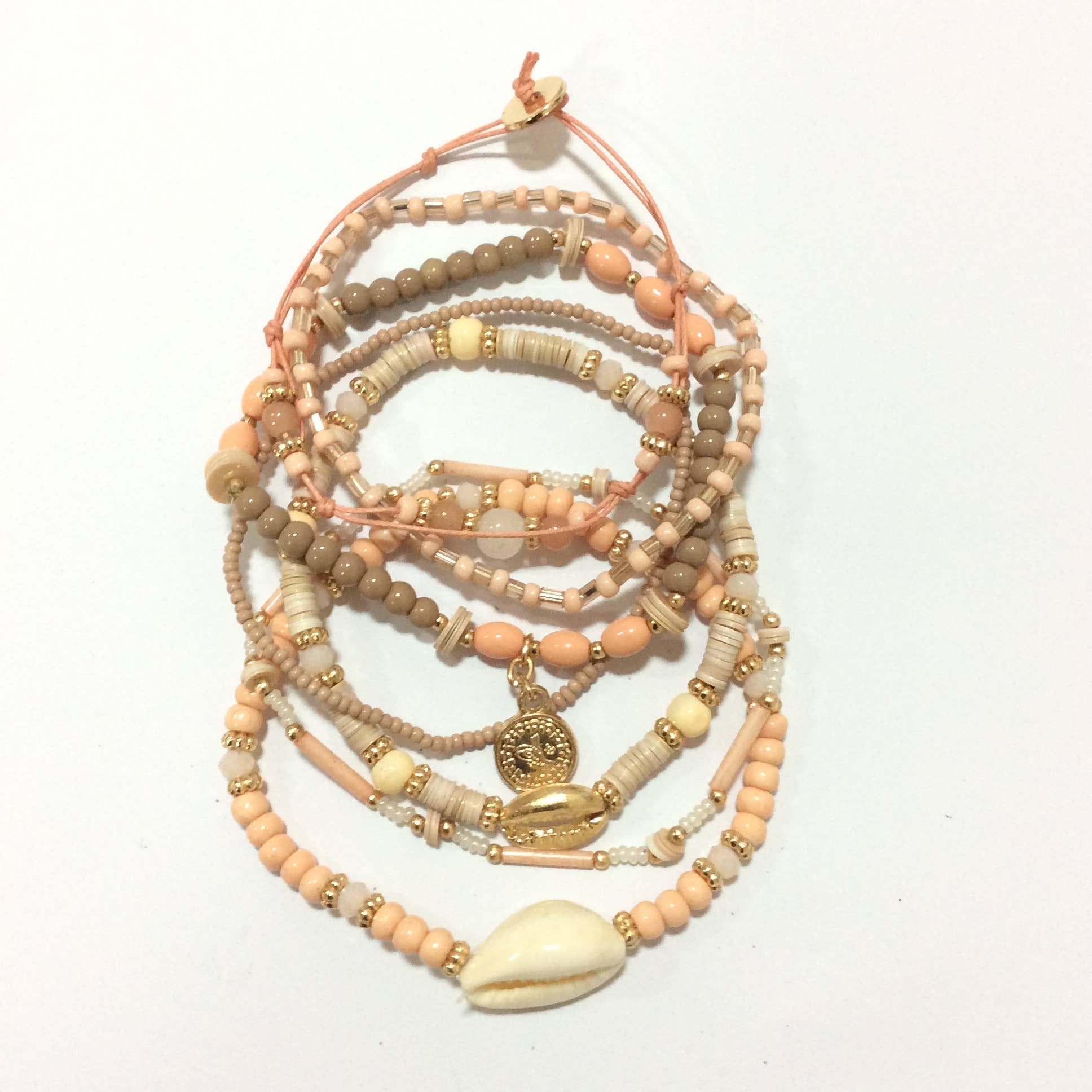 Armbandset im Bohemian-Stil – Perlen und Muscheln