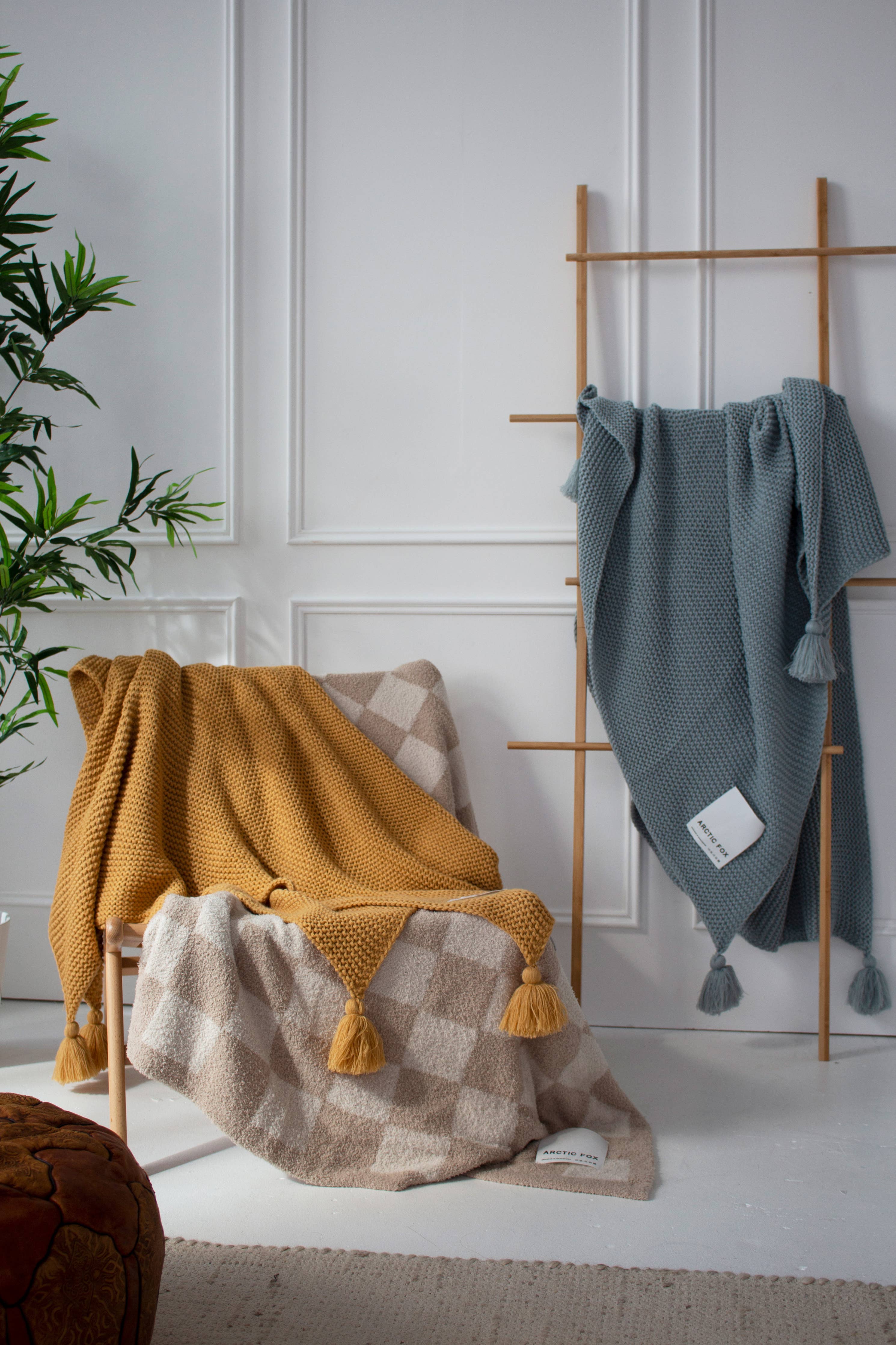 Teddy-filt i beige rutmönster | Arctic Fox &amp; Co.