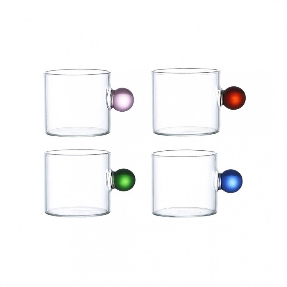 Glaskoppar med färgat handtag 100 ml | Set om 4 st