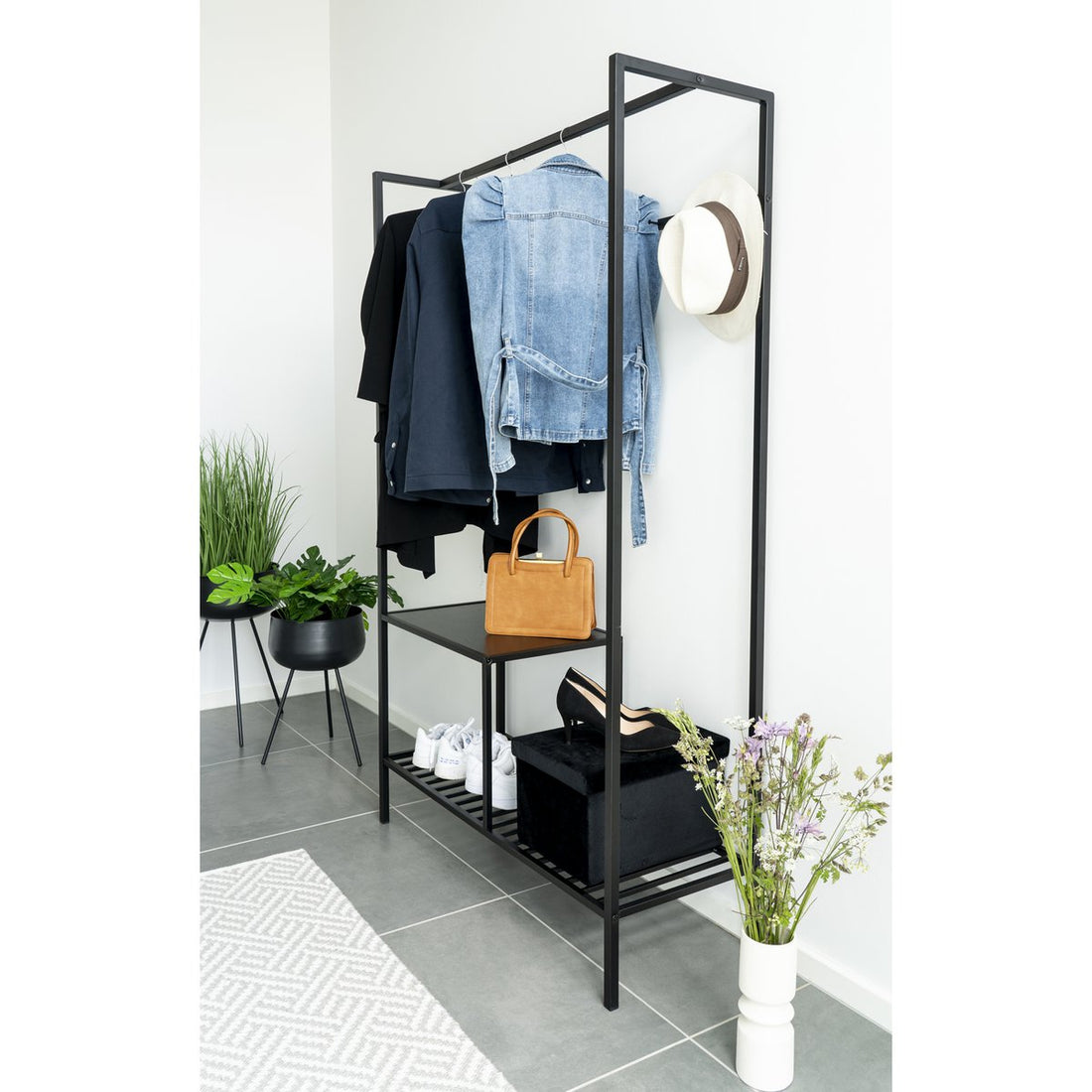 Vita Wardrobe - Black, steel, 101x38x170 cm