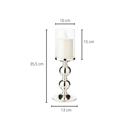 Bamboo | Ljusstake i silver med glas – 35,5 cm