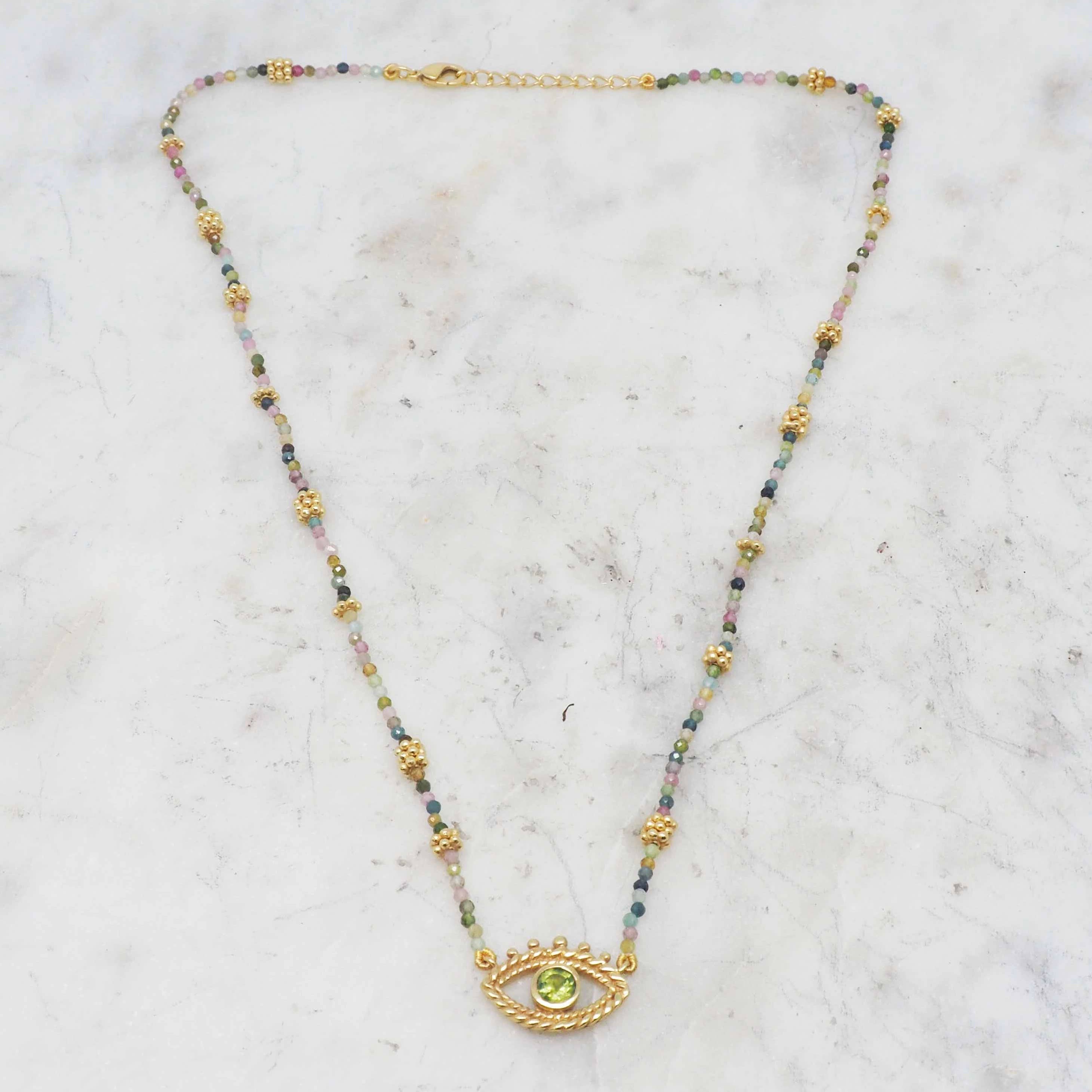 Collier L’Œil – Halsband med Onda Ögat &amp; Péridot