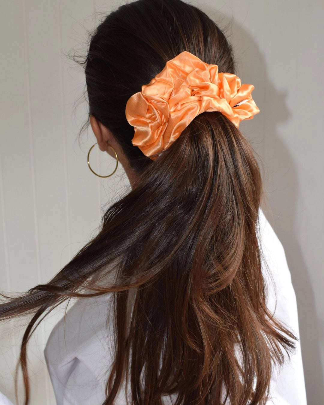 Light Orange (peach) Pure Silk Scrunchie, SYLKI LONDON