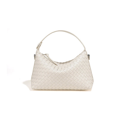 Woven leather bag made of recycled genuine leather 