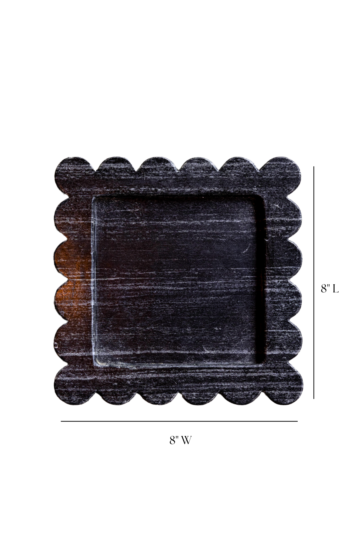 Gebogene Platte/Tablett aus schwarzem Marmor