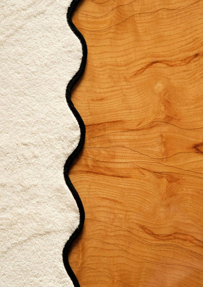 Vågigt badlakan i zero twist-bomull – Elfenben &amp; svart | Tomète