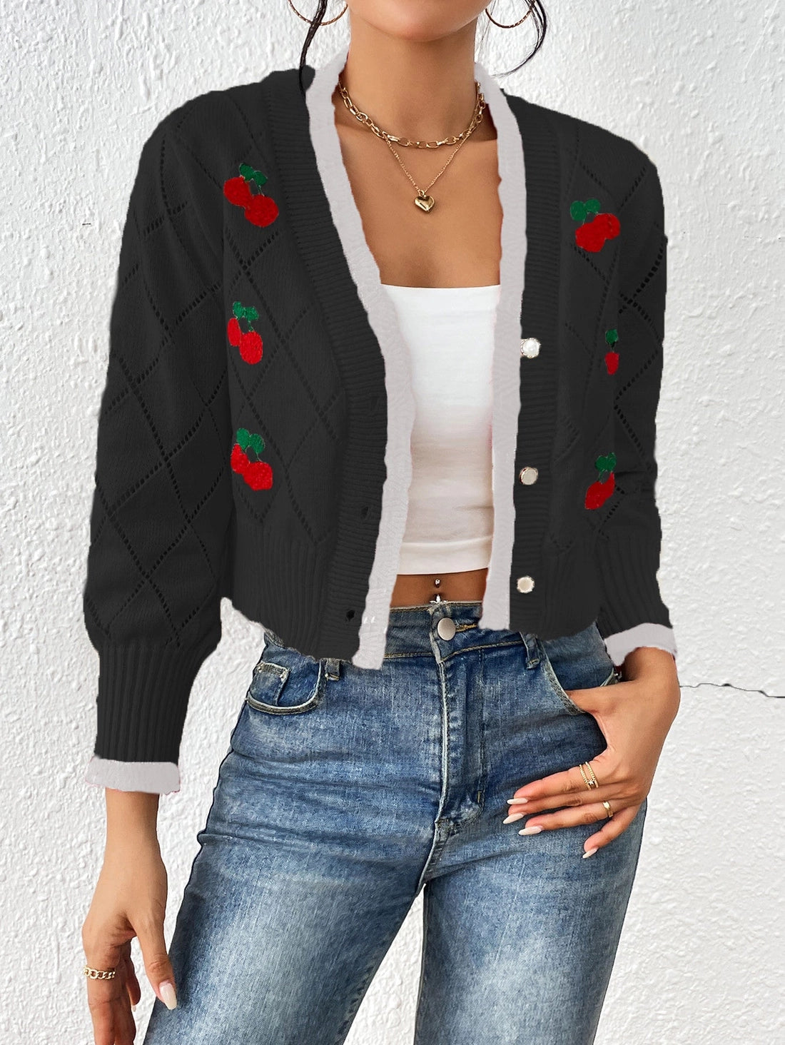 Cardigan with Cherries, Threads of Chic