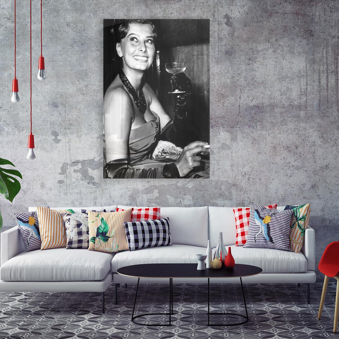 Acrylglasbild Sophia Loren – Tidlös Glamour i Svartvitt