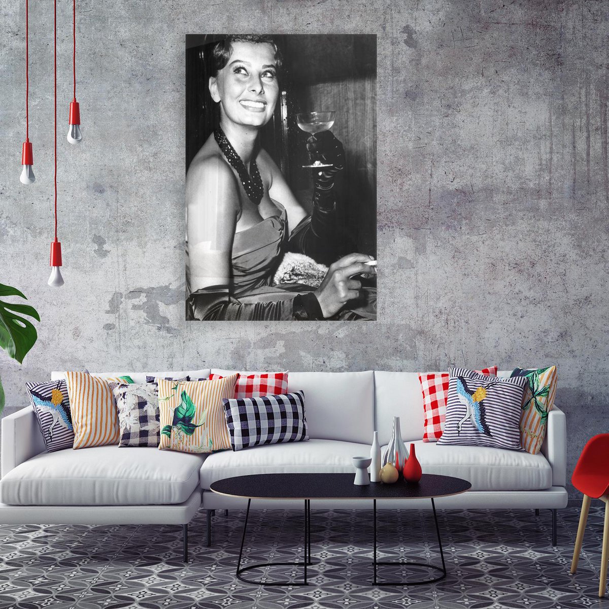 Acrylglasbild Sophia Loren – Tidlös Glamour i Svartvitt