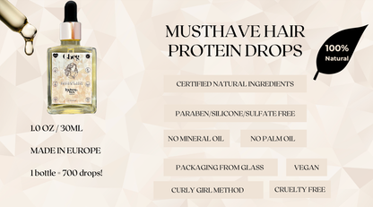 Musthave Hair Protein Drops –Vegansk Proteinboost för Alla Hårtyper, 30 ml