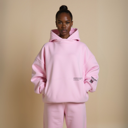 Hoodie “BAD GIRLS GO TO PARIS” – Pink / Beige / Light Blue