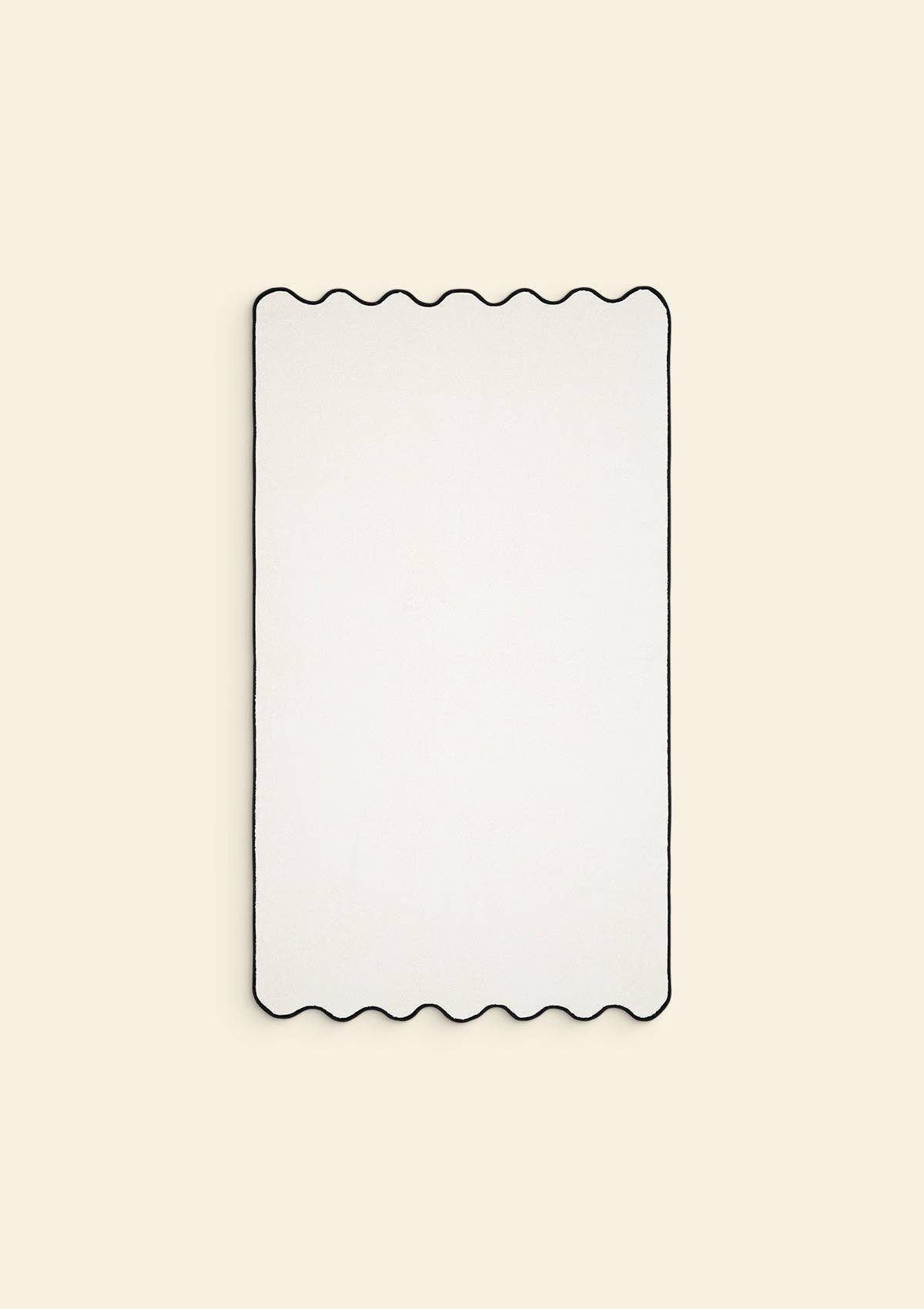 Vågigt badlakan i zero twist-bomull – Elfenben &amp; svart | Tomète