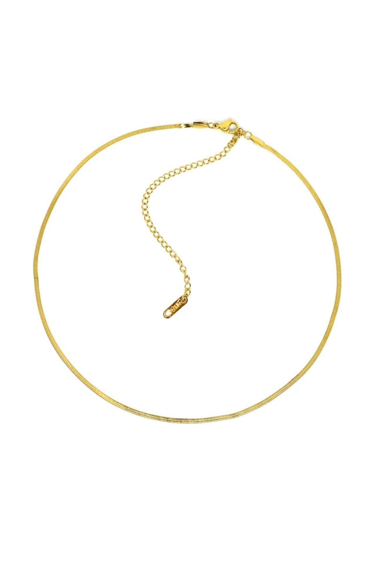 Collier Ras du Cou Maille Plate | Plaqué Or 18 Carats