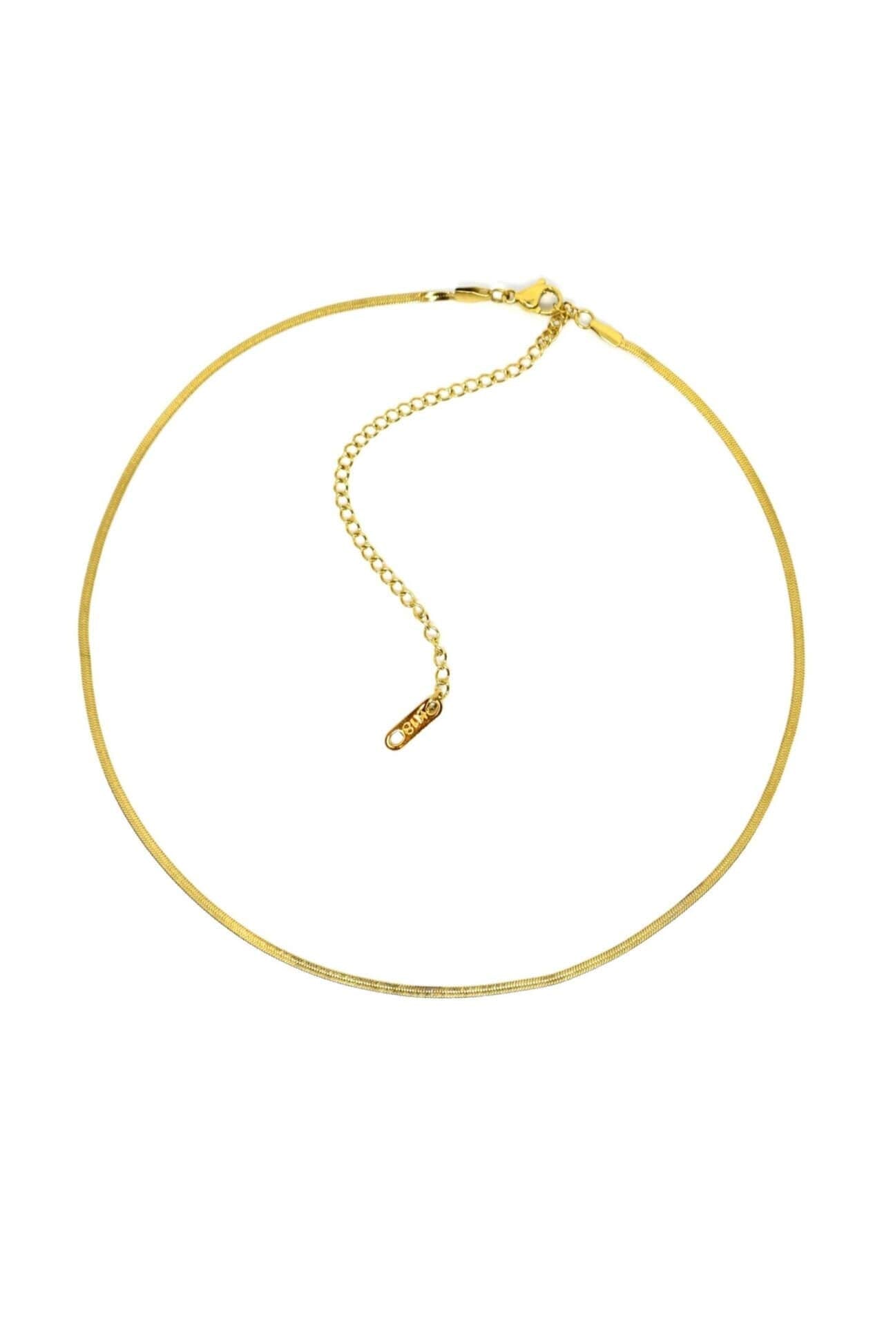 Flat Chain Choker | 18k Guldpläterad