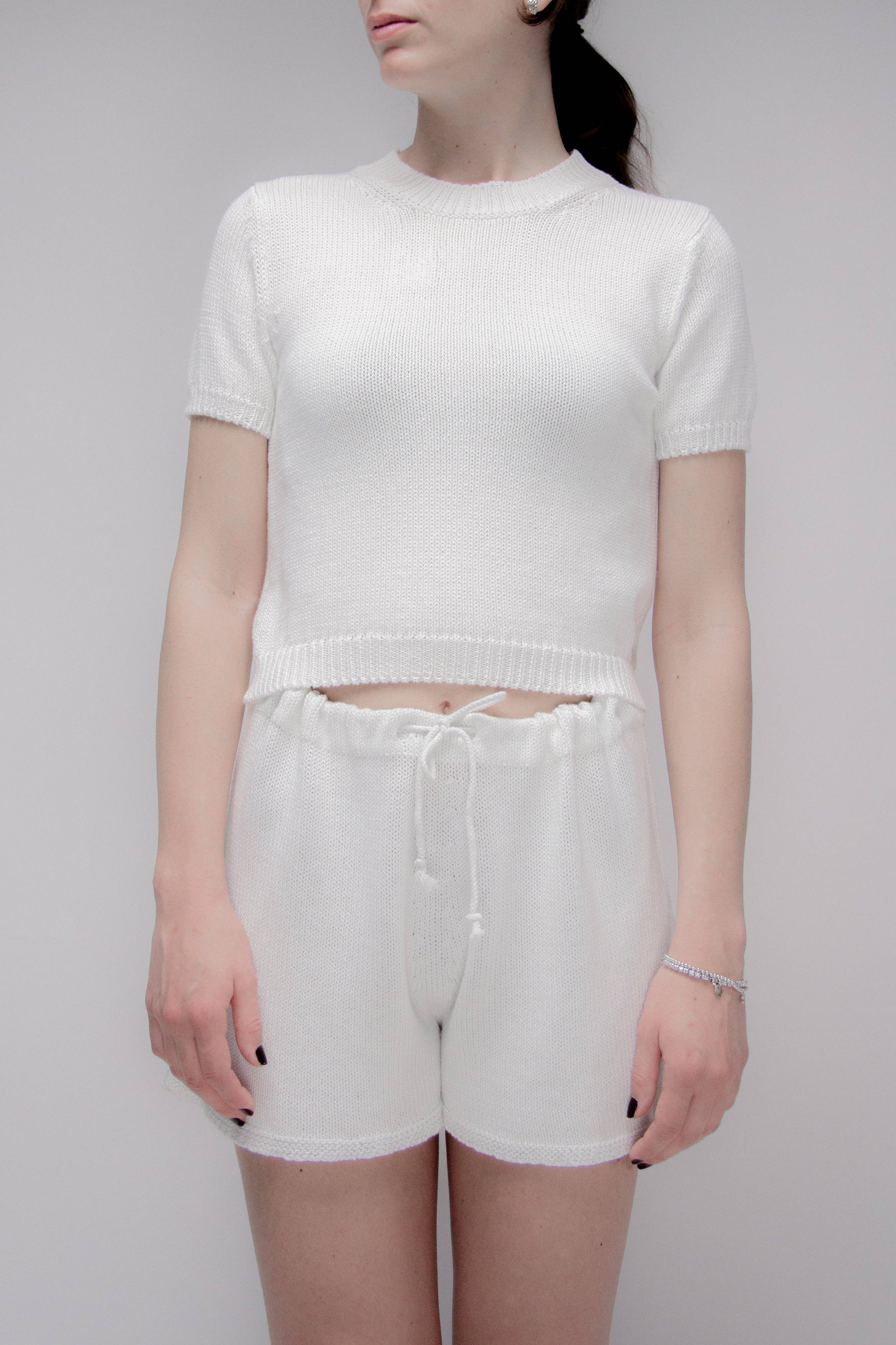 Finstickade bomullsshorts med dragsko | Lèmme