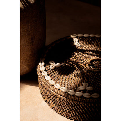 Rottingbricka med fack och lock – Natural Brown