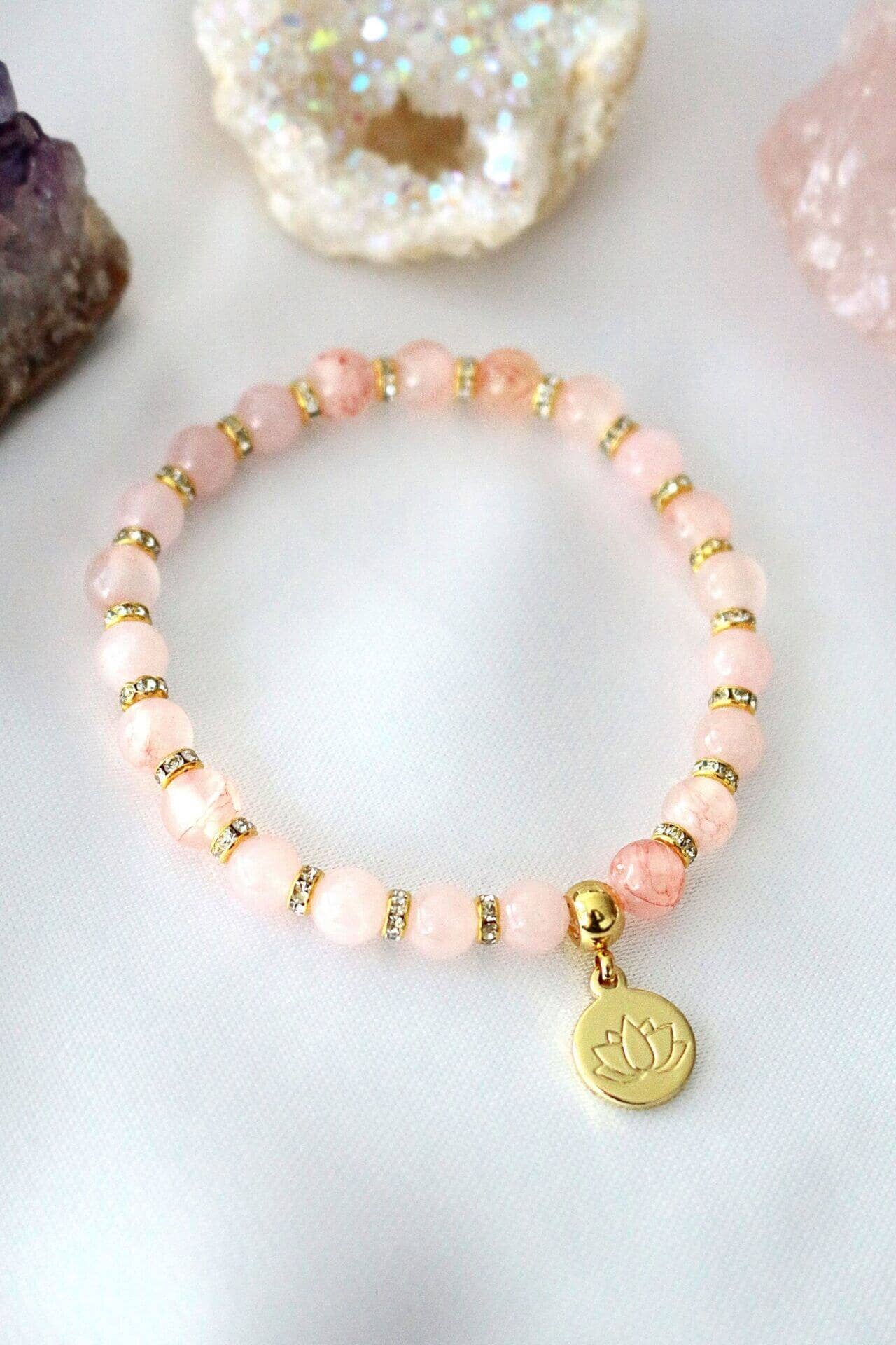 Kristallarmband | 24 Karat vergoldetes Amulett