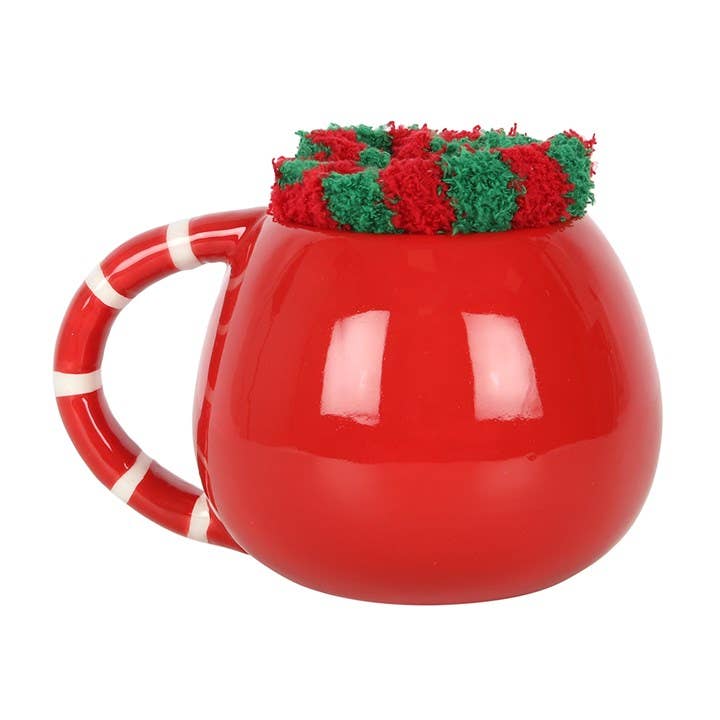Weihnachtsmann-Kaffeebecher- und Strumpf-Set