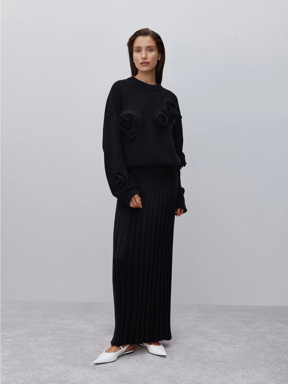 Übergroßer, verzierter Pullover Rose