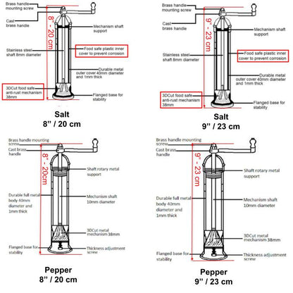 Brass Mill - 8&quot; Salt Mill, Alexander Handmade Mills 