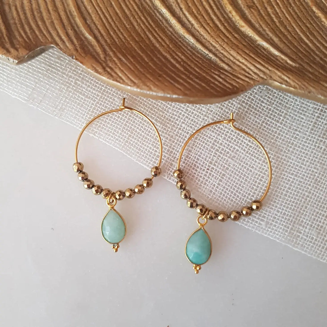 Earrings Goddess: Amazonite and Hematite