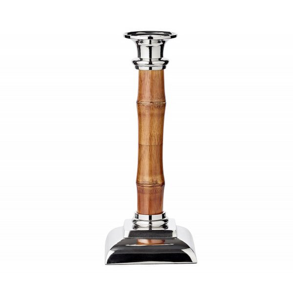 Kerzenständer Holm aus Bambus &amp; Silber – 24 cm