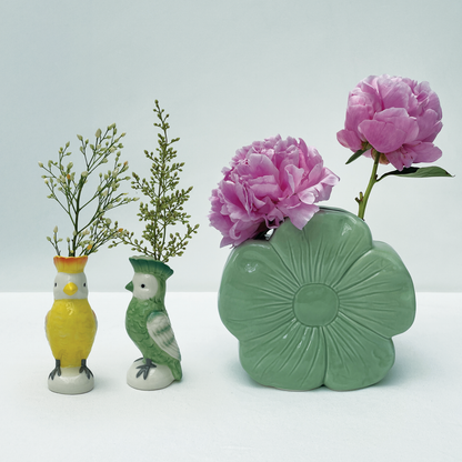 Soliflore Papegoja en Porcelaine Verte | Petit Vase Décoratif