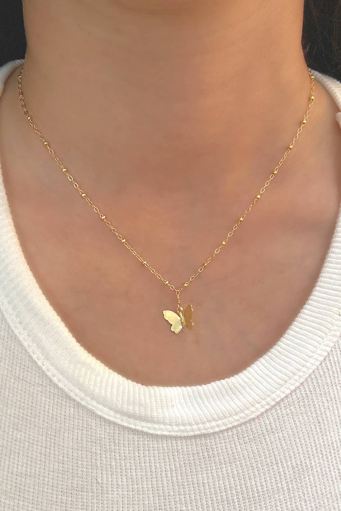 Schmetterlings-Talisman-Halskette – 14 Karat vergoldet