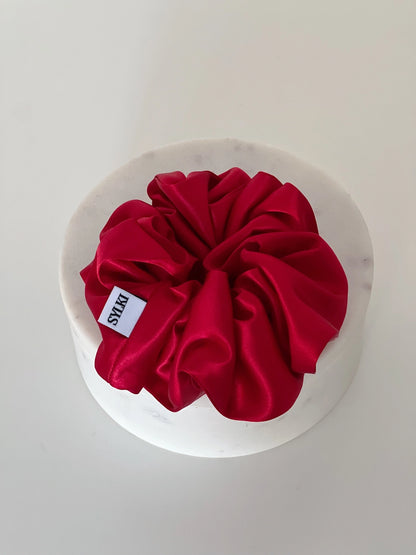 Ruby Red Pure Silk Scrunchie, SYLKI LONDON