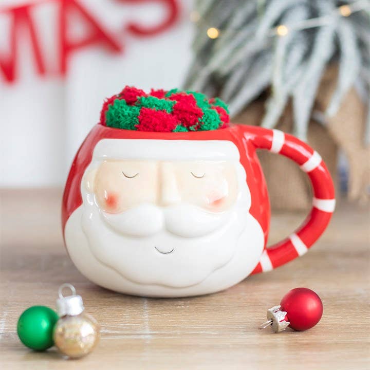 Weihnachtsmann-Kaffeebecher- und Strumpf-Set