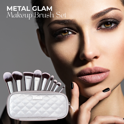 BEAUTICAL | Metal Glam Brush Set – 9 veganska sminkborstar