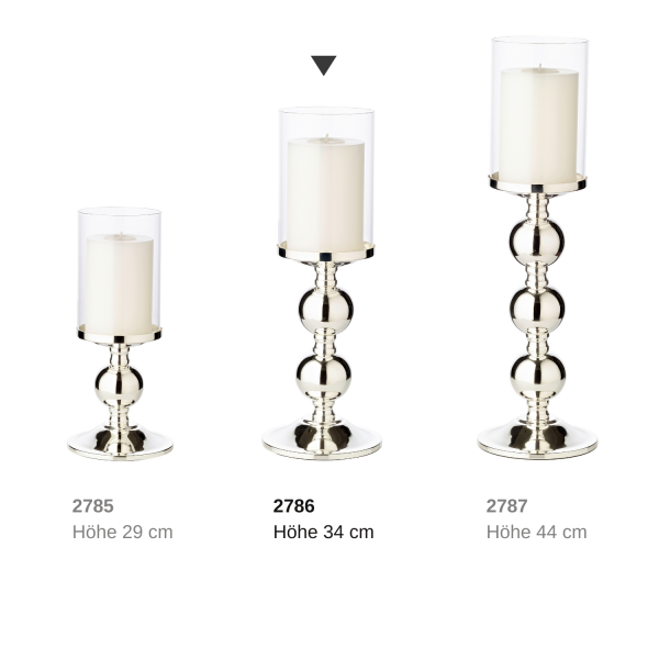 Bamboo | Ljusstake i silver med glas – 35,5 cm