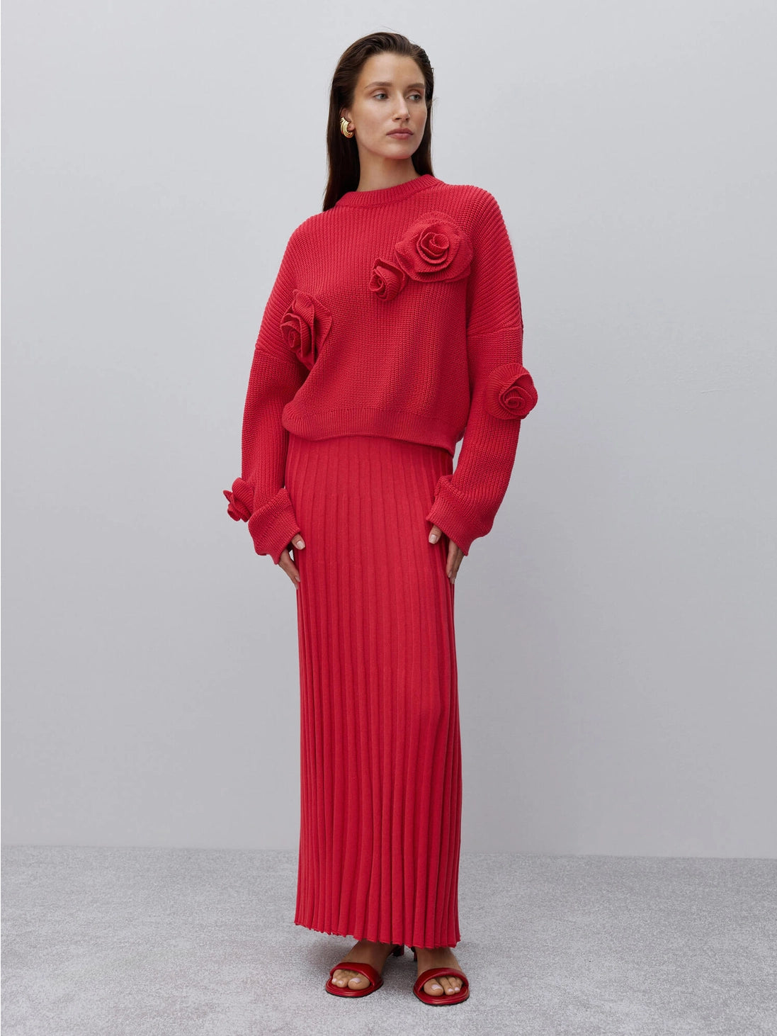 Übergroßer, verzierter Pullover Rose