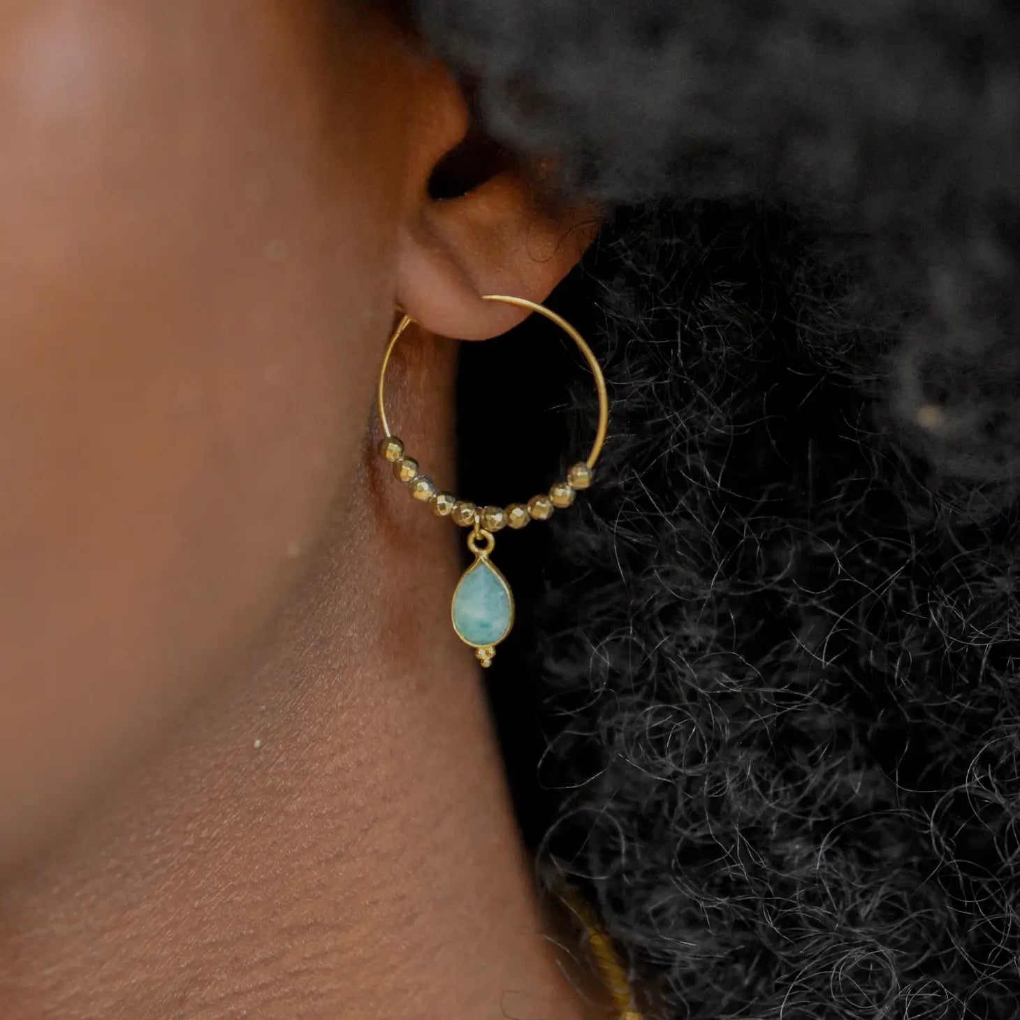 Earrings Goddess: Moonstone and Hematite