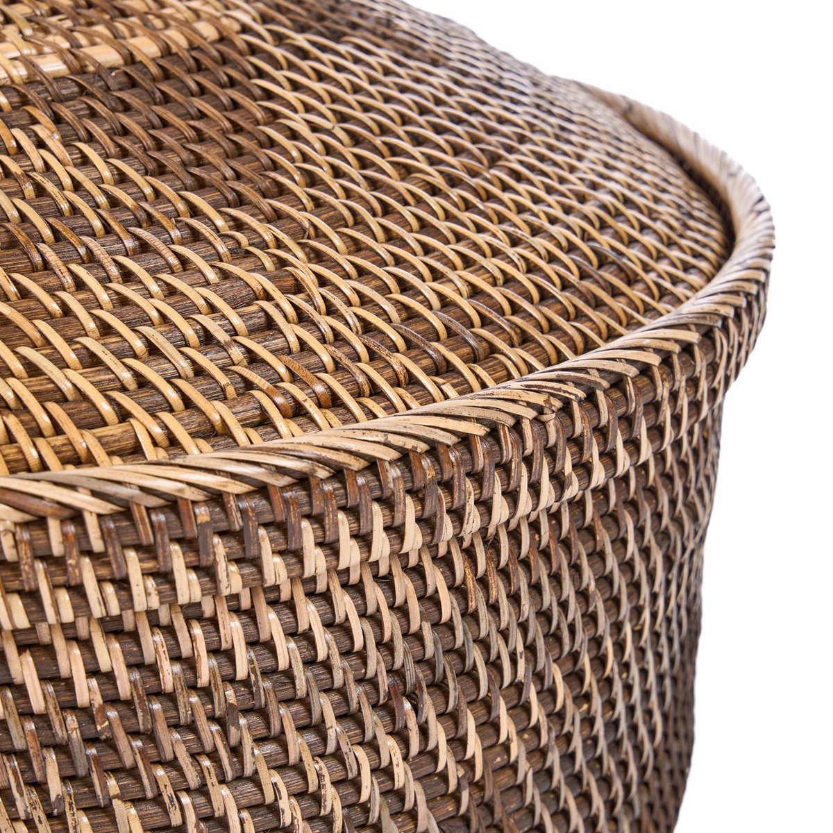Aufbewahrungskorb aus Rattan mit Deckel – Natur Braun (Groß)