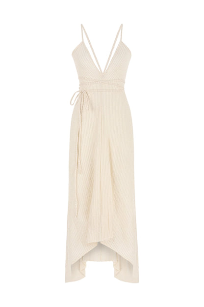 Sage Maxi Dress w. Gold Stripes, The Handloom Los Angeles