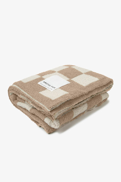 Teddy-filt i beige rutmönster | Arctic Fox &amp; Co.
