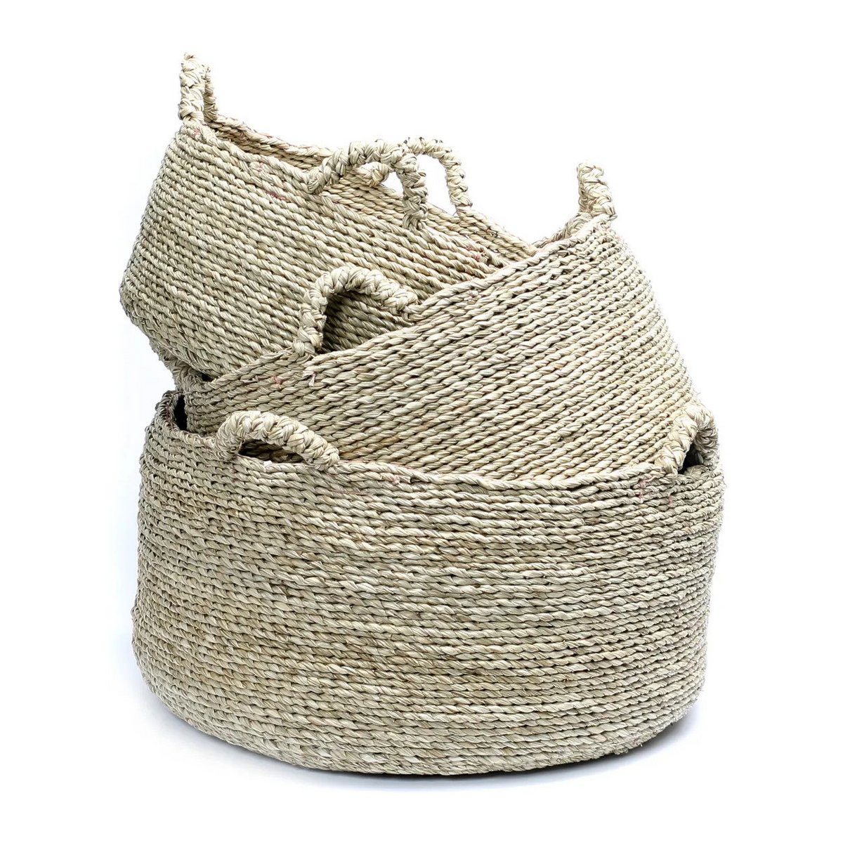 Panier de rangement en jonc de mer Quatres Mains – Naturel (S)