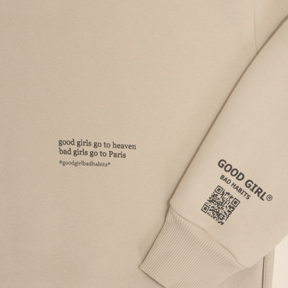 Hoodie “BAD GIRLS GO TO PARIS” – Pink / Beige / Light Blue